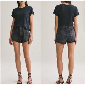 AGOLDE Parker Distressed Black Shorts - 27